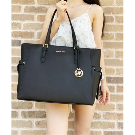 michael kors large leather drawstring tote|Michael Kors large saffiano tote.